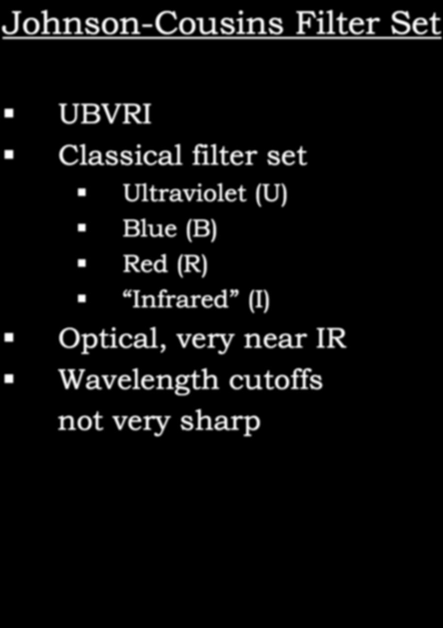 Broadband Filters Johnson-Cousins Filter Set! UBVRI! Classical filter set! Ultraviolet (U)! Blue (B)!