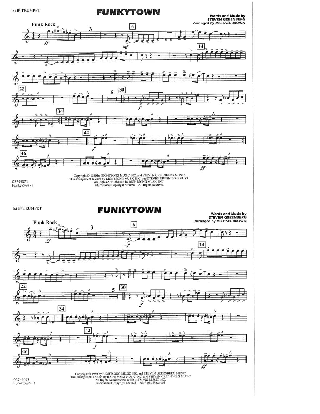 1st Bl> TRUMPET FUWICWOWW Words and Mu ic by Copyri ht 1980 by RIGHTSONG MUSIC INC. and MUSIC This arrangement 2004 by RIGHTSONG MUSIC INC.