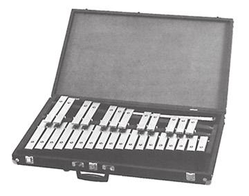 ) (Orchestra) Bells or Glockenspiel Range: 2 1/2 octaves Transposition: sounds to octaves higher than ritten pitch Material: steel bars (sometimes