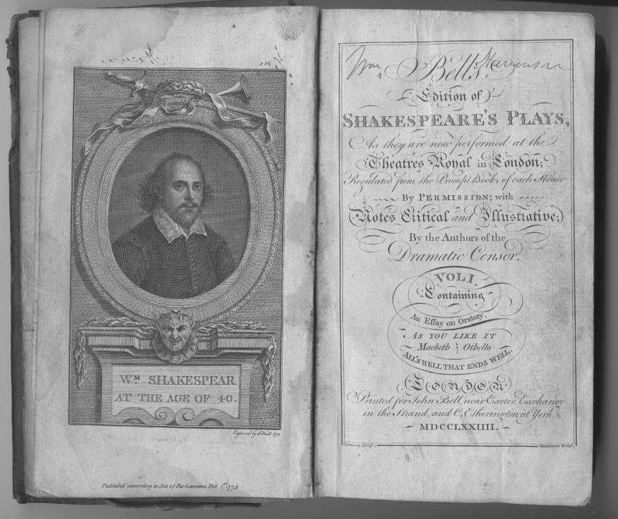 EMCO#6 Figure 1 Bell s Edition of Shakespeare s Plays (1733) Figure 2 Bell s 1788 edition That the two need not, and indeed should not, be kept wholly separate a duel as pointless and unfulfilled,