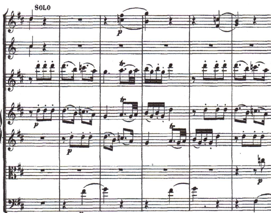 53 Oboi Corni Flauto Violino I Violino II Viola Violoncello e Contrabasso Figure 12: Concerto in D for Flute, K. 314 (mm.