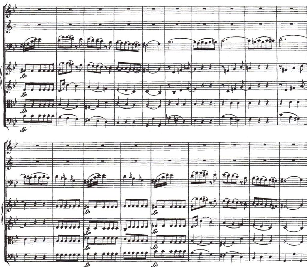 58 Figure 13: Concerto in Bb for Bassoon, K. 191: Second Episode in Ternary Form (mm. 58-79) In the Flute and Harp Concerto the C section begins in measure 207.