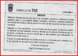 Imaxe 3: Unidade publicitaria do concello de Teo. Fonte: El Correo Gallego 26/9/08.