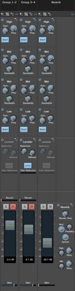 GROUP AND REVERB CHANNEL STRIPS 1 2 9 3 Group busses can be used to create a mix subgroup, which is a set of inputs you wish to control together as a group.
