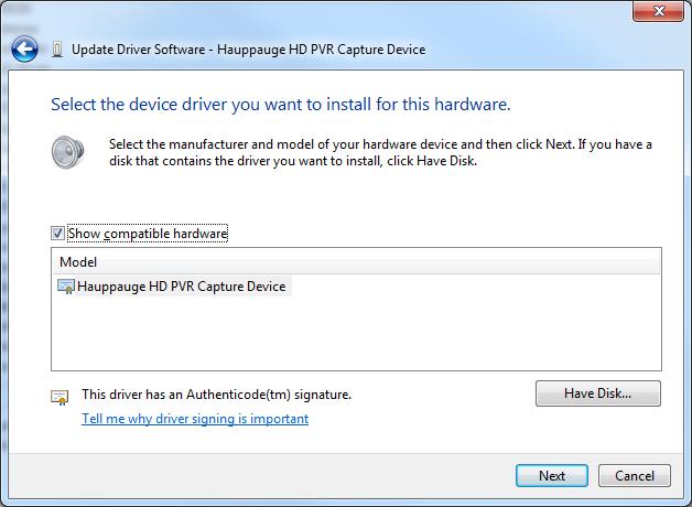 j) Browse to the Driver folder in the installation package