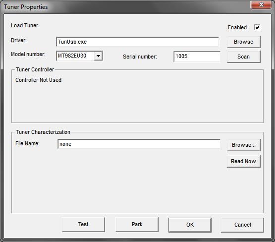 Verify the GPIB connection by clicking on the Test. A new window appears and clicks on the Test menu and select Find VNA, make sure the model and GPIB address are correct and click OK.