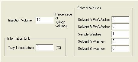 Autosampler Status and Connectivity Tab The injection volume may be set as a percentage of the syringe volume.