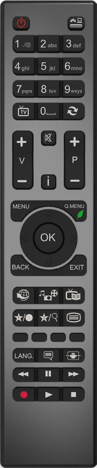Viewing remote control - TV 1. Standby 2. Numeric buttons 3. TV-AV / Channel List / DVB-T 4. Volume up/down 5. Mute 6. Navigation buttons 7. Menu on/off 8. OK / Channel List 9. Return/Back 10.