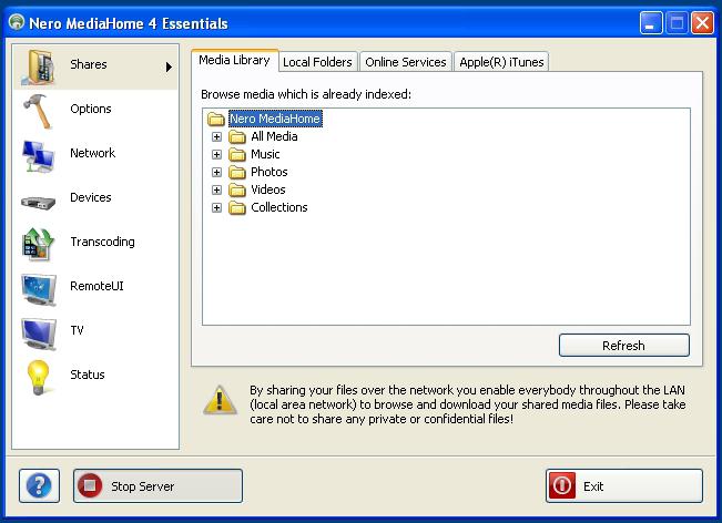 network. Select the folder that you want to share and click START SERVER. 15.
