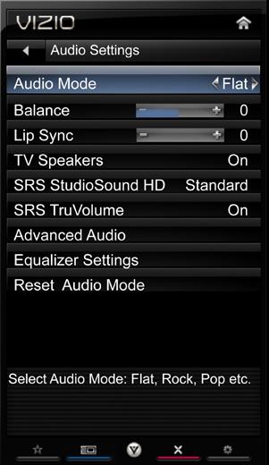 5 ADJUSTING THE AUDIO SETTINGS To adjust the audio settings: 1. Press the MENU button on the remote. The on-screen menu is displayed. 2.