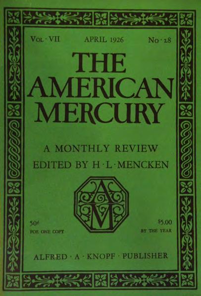 29 1924 74. [American Mercury]. The American Mercury (Volumes 1-30). New York: Alfred A. Knopf, 1924-1930. Thirty volumes complete in original wrappers, issues 1-120.