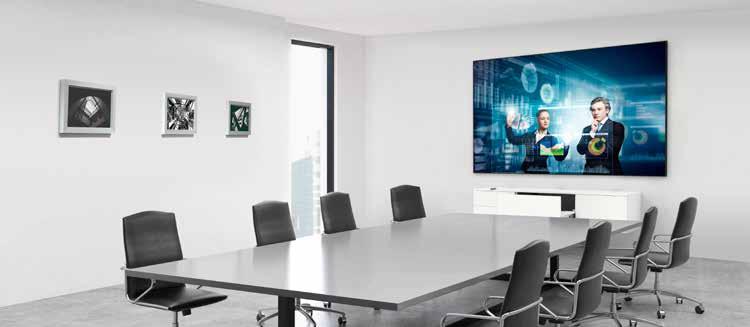 The projector is mounted below the screen and the solution is ideal for presentations