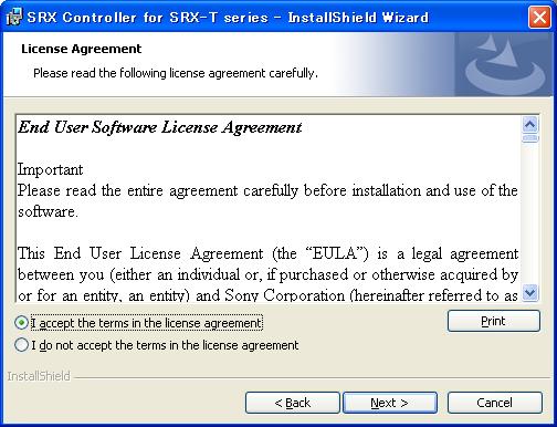 3 Read the agreement, select [I accept the terms in the license agreement], and then click [Next].