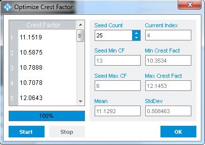 Menu 6.2.3 Optimize Crest Factor Fig. 6-33: Optimize Crest Factor The OPTIMIZE CREST FACTOR option enables calculation of crest factors depending on the seed value.