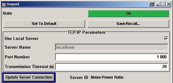 SAVRCL This affects following settings: 1. IMPORT settings for TCP/IP link. Fig.