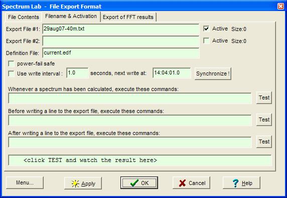 Setting the File Export continued In the field: Export File #1: Enter the file name, with a.txt extension, so that it will open with NotePad.