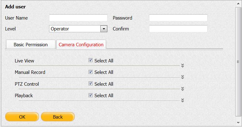Accessing the EN-204 via a Web Browser To assign camera configuration permissions Select the Camera Configuration tab.