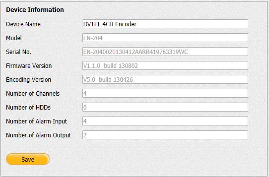 EN-204 User and Installation Guide 5.4.2 Encoder Configuration From the Configuration sidebar menu, select Encoder Configuration to configure the encoder.