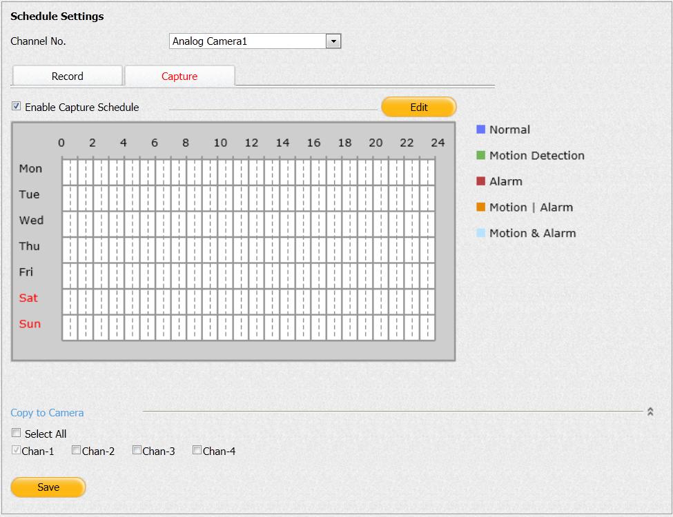 Accessing the EN-204 via a Web Browser Figure 43: Capture Schedule Settings Screen