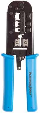 Connectors: pages 39 Rugged for professional use and reliability RJ45 Crimps with minimal hand force Lightweight and half the size of a standard crimp tool Stays securely closed for storage with gun