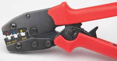 Open Barrel Contact Crimp Tool. Simultaneously performs electrical & strain relief crimps of 24-18 AWG open barrel contact pins. Crimping cavities are precision ground and heat treated for long life.