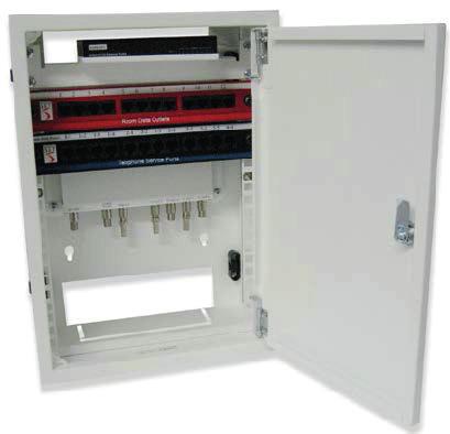 Home Cabling System Cabinet 8U Slim Line Cabinet Designed with ease of installation in mind the external case is removable revealing the surface mounted frame with 10 rack profiles for easy access to