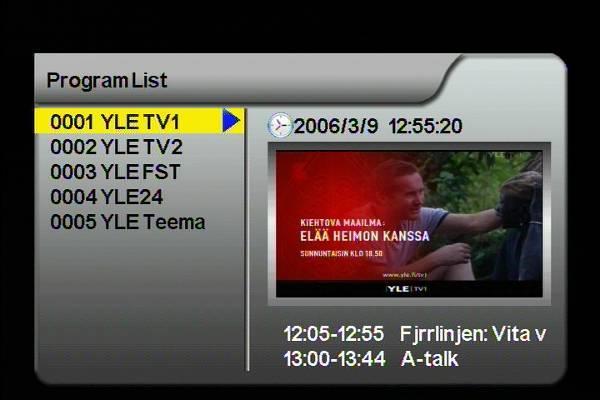 II. DVB-T TV/Radio Menu After entering the DVB-T TV or Radio service, press [MENU] button to show DVB-T TV/Radio menu.