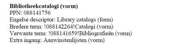 Gemeenschappelijke Trefwoorden Thesaurus (GTT) 90 The national indexing language in the Netherlands is named GTT (Joint Subject Headings Thesaurus).