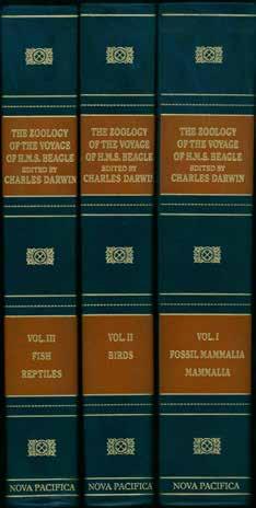 85 Darwin, Charles; Editor. THE ZOOLOGY OF THE VOYAGE OF H.M.S. BEAGLE, During the Years 1832-1836. Edited by Charles Darwin. Facsimile Reprint 1980. 5 parts in 3 vols., roy.