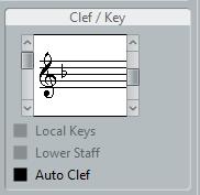 The basics Setting clef, key, and time signature The Clef/Key section on the Staff page Use the right scrollbar in the Clef/Key section to select the desired key. Click Apply.
