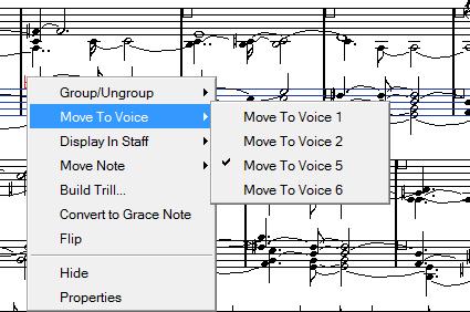 Polyphonic voicing Checking which voice a note belongs to Voice 3 activated for insertion 6. Insert the notes as usual. 7. To switch to another voice, click the corresponding button. 8.
