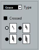 Additional note and rest formatting Tuplets Grace notes and beaming If two grace notes are at exactly the same position (the same tick), they are put onto the same stem, as a chord.