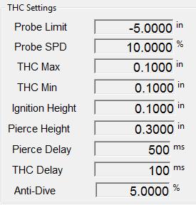 THC Settings These settings affect how the Torch Height adjustments are made. Please use the Plasma Cut Sequence for reference.