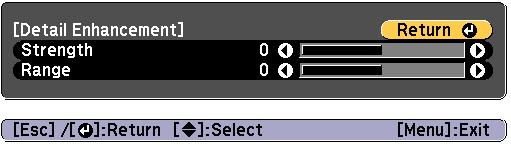 Adjusting Projected Imges 100 b Use the [ ][ ] buttons to select the item, nd then use the [ ][ ] buttons to mke the djustments.