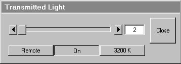 Visualizing a Sample Using Transmitted Light 3. Click the ON button in the Transmitted Light sub-window. 4.
