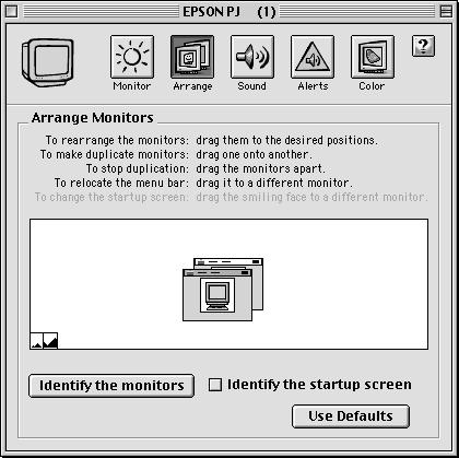 Click here Drag one monitor icon on top of the other If the Arrange option isn t available, you may need to select one of the Simulscan resolutions.