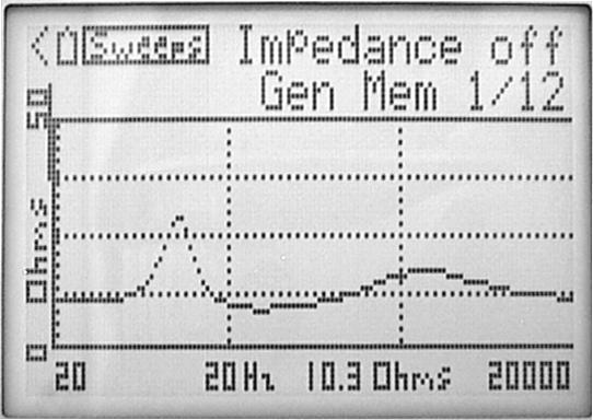39 How to use the Impedance Sweep GENERATOR The MENU OCTAVE Impedance MODE Sweep function will plot the OHMS RANGE impedance of a load versus END frequency.