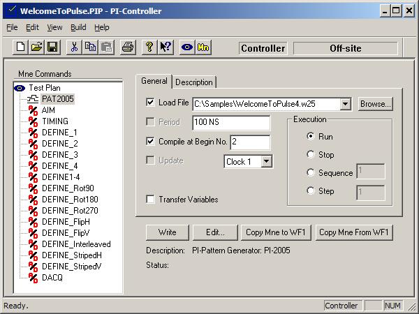 Note that all 3 programs are stored in the same file and can be compiled for use at any time by using PI-PAT s Hardware window or the Edit:Edit Instructions window.