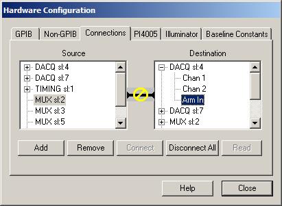 Figure 16: Connections Property Page (Timing Assignment Connected) Command equivalent: ATTACH TIMING 3 AIM 1 STR AÃ Repeat this process for the CDS connection (if used), and then for each AIM until