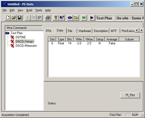 3.9.3. Data Property Page Figure 40: Data Acquisition mnemonic, Data Property Page The Data property page displays one line of settings for each active Master or Independent card in the system.