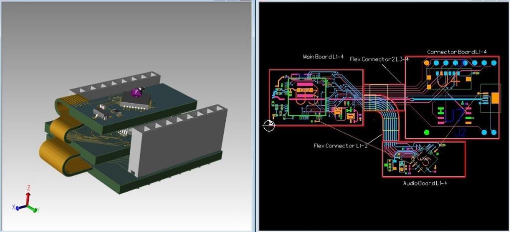 3. 2D/3D layout When designing an IoT product with tight form-factor constraints and a complex assembly procedure, having the ability to lay out and explore the design within a detailed 3D physical