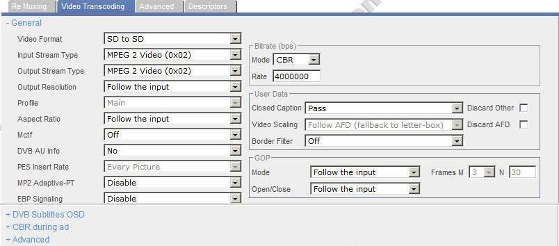 Chapter 6 Broadcast Transcoding Video Transcoding Procedure 6. Select the Video Transcoding tab.
