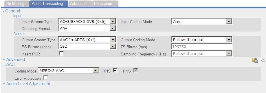 Chapter 6 Broadcast Transcoding Audio Transcoding Procedure 2. To configure, click MP1L
