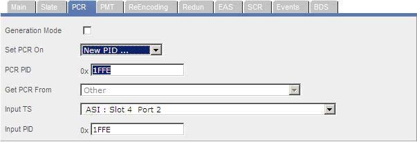Open the Set PCR On list and select New PID... c. In PCR PID, enter the ID of the PCR PID to outflow the PCR PID. d. In Input TS, select the input TS that inputs the required PCR PID. e. In Input PID, enter the required Input PID.