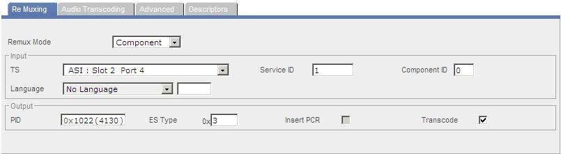 Chapter 4 Output Configuration Provisioning/Multiplexing PIDs 5. In Input, select the required Input port and socket. 6.