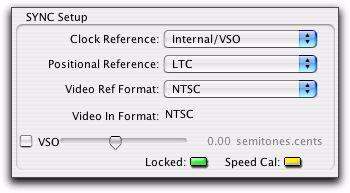 Clock, Positional Reference, and Video Format selectors become active in the SYNC Setup section of the Session Setup window.
