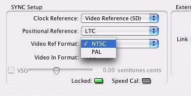 Video Ref Format SD Video Reference Choose PAL or NTSC format for the session from the Video Ref Format pop-up menu in the Session Setup window.