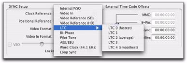 From the SYNC Setup software utility (Windows only): Select the appropriate Digital clock reference option from the Clock Ref pop-up menu.