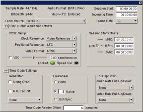 Configuring SYNC I/O in Session Setup When connected through Loop Sync and enabled in the Peripherals dialog, SYNC I/O settings become available in Sync Setup area of the Session Setup window.