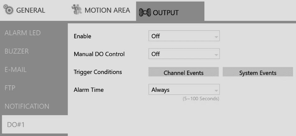 4K UHD Network Video Recorder User Manual Page 45 DO#1 N (manual DO control) Manual DO control: Turn On to enable directly DO control, in